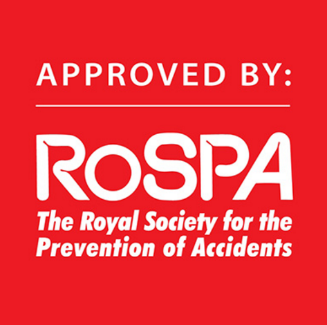 "Approved by RoSPA" emblem to note the RoSPA endorsed the Dutch Reach in an advisory issued February 1, 2017 in UK.