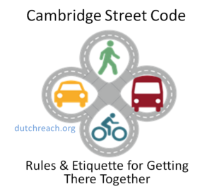 Cambridge Street Code teaches the Dutch Reach. Click image; see page 9. Doors are Dangerous. Avoid dooring by staying outside the Door Zone. Dirvers use your far hand to exit more safetly.