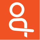Dutch Reach Figure Logo; white on orange backgroundlarge resolution png file