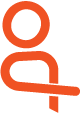 Orange on white Dutch Reach Figure Logo Icon; reduced resolution png file