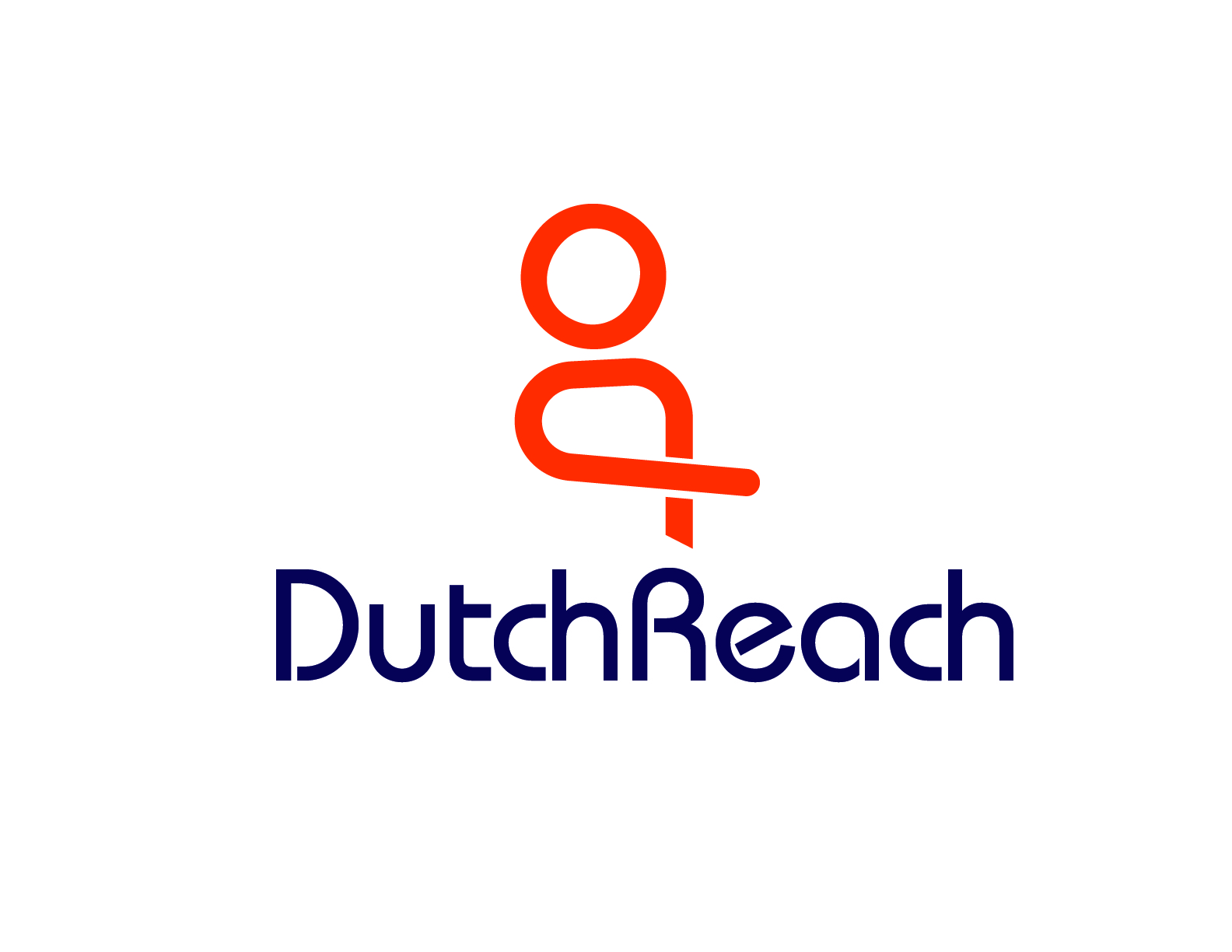 DutchReach Stacked Icon Master Logo; orange icon figure centered above dark blue text; large jpg.