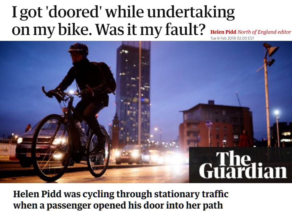 Cycling Bike blog Blogger Helen Pipps wants the Dutch far hand anti dooring method to become part of the British driver training program and test for licensing. She was recently doored for the first time after 15 years of cycling and commuting by bike.