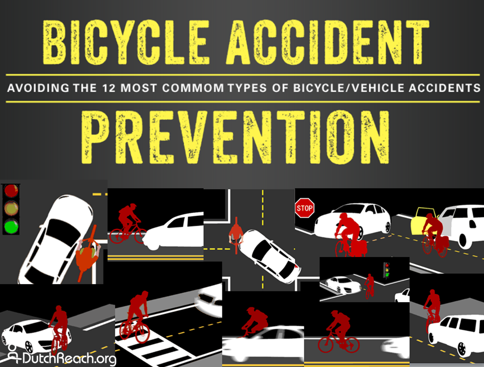 12 GIF animations of the most common bicycle - motor vehicle crashes, with pointers and advice how to avoid crashes.