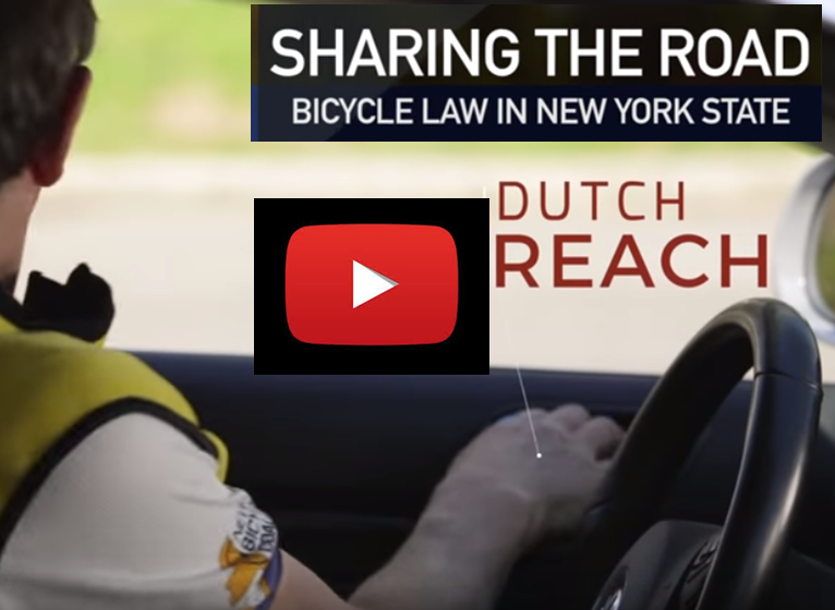 Albany New York State's Police Dept with NY Bicycle Coalition made this Sharing the Road safety training wideo for police & motorists. The Dutch Reach is explained in the section on Dooring violations.