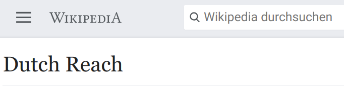 The Dutch Reach entry in the German edition of Wikipedia