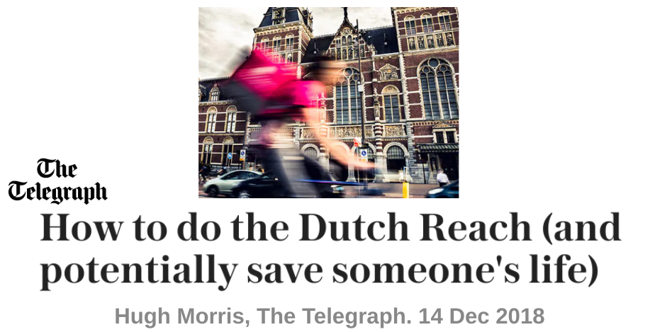 How & why to do the Dutch far hand reach method to avoid dooring cyclisyts, will be taught by Royal Society for the Prevention of Accients UK  (RoSPA) driving instructors.